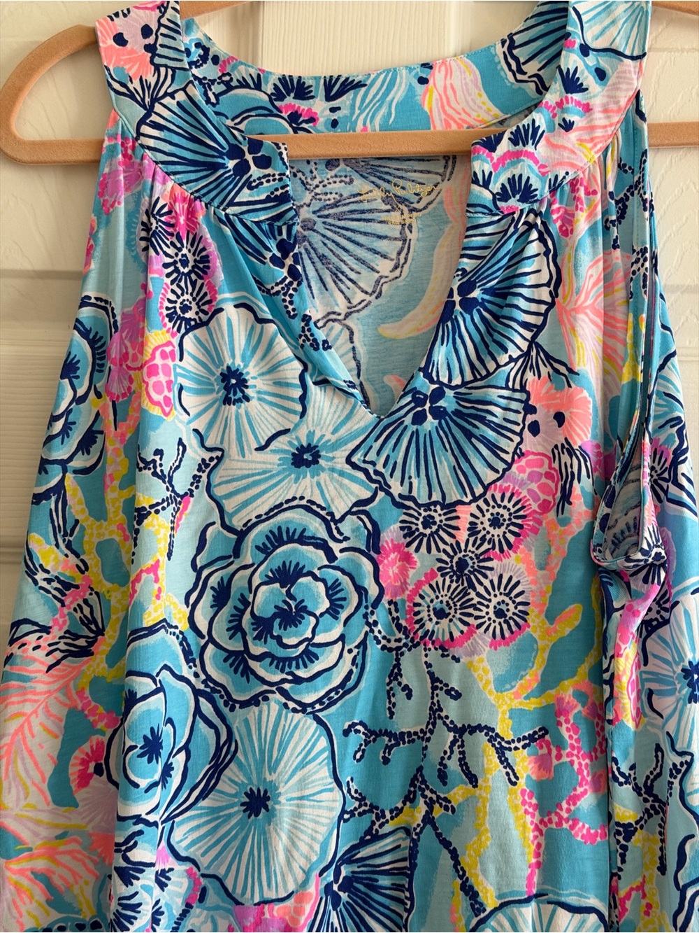 Lilly Pulitzer Sleeveless Floral Print Shift Dress - Blue/Pink - Picture 2 of 3